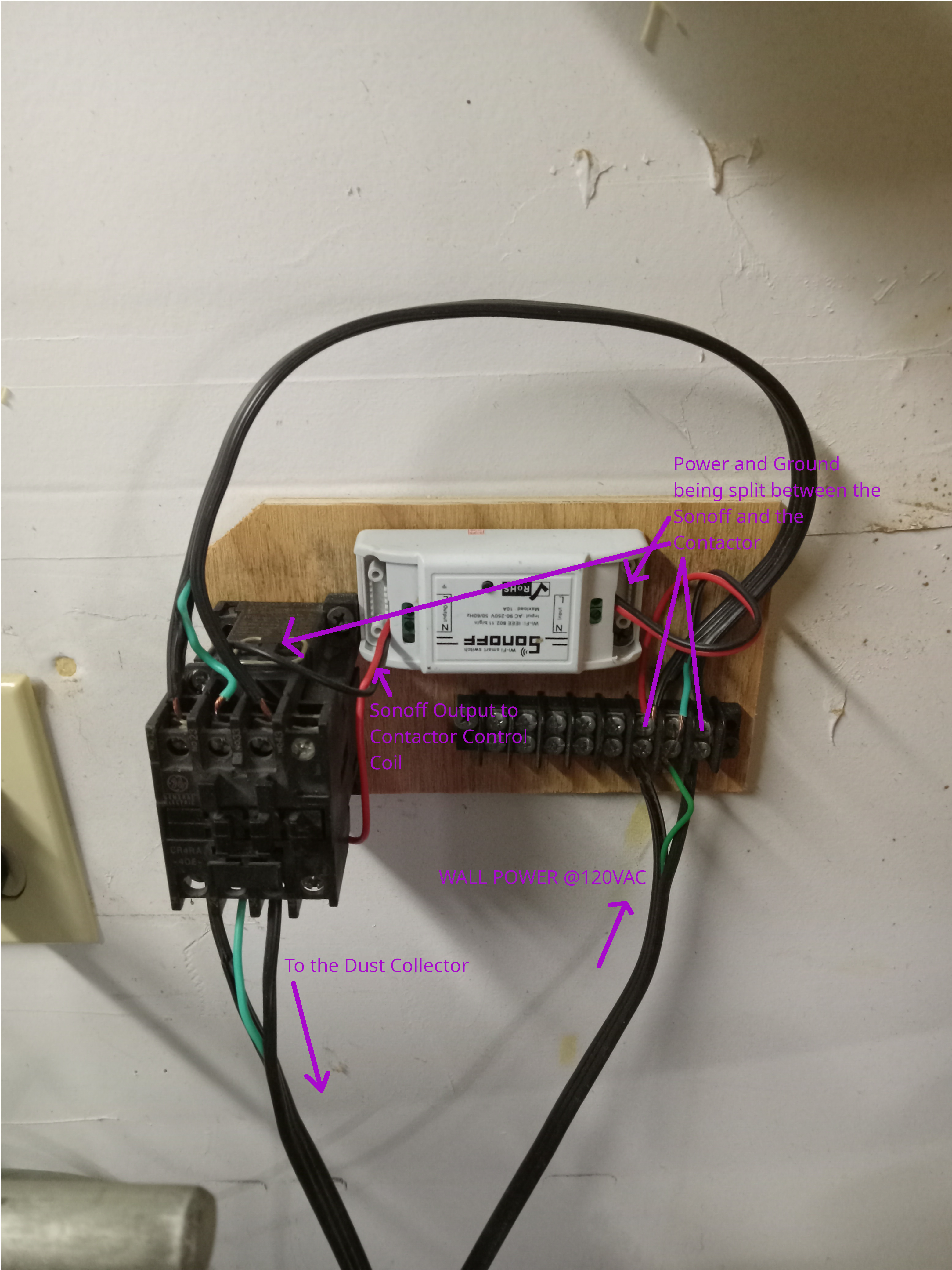 DIY Dust Collector Control mounted to the wall